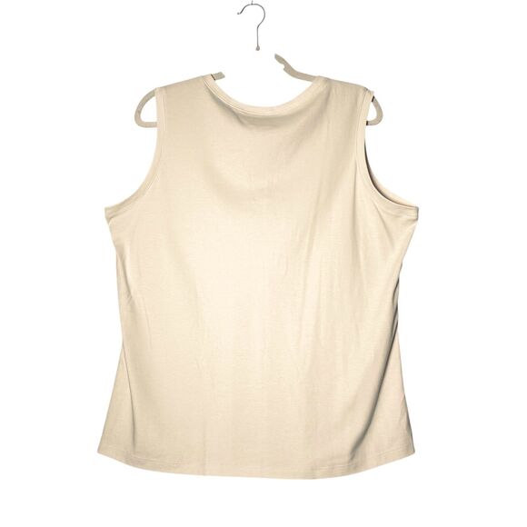 L.L.Bean Henley Tank Top XL Supima Cotton Ivory Button Front - Picture 2 of 3